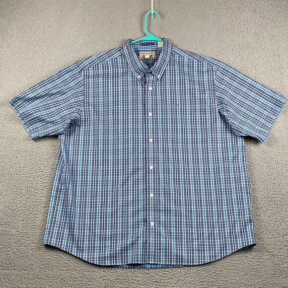 Duluth Trading Wrinkle Free Button Shirt Men's 2XL Blue Plaid Magnaready - Picture 2 of 11